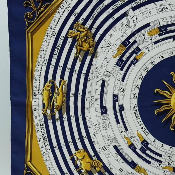 HERMES Carre 90 dies et hore Scarf Silk Blue Auth tb932 - Picture 5 of 13